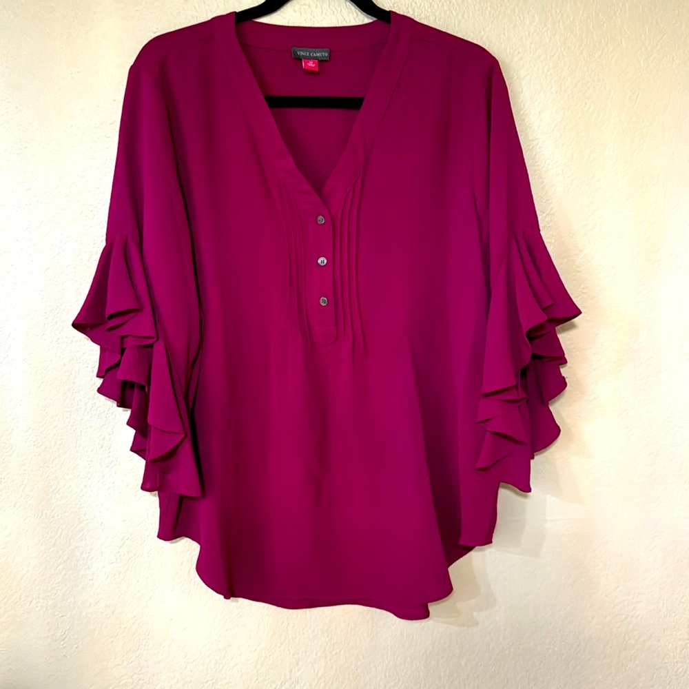 Vince Camaro 3/4 Sleeve detail Berry Blouse